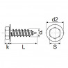 Tornillo autorroscante, cabeza hexagonal