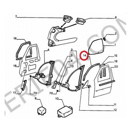 coulisse de vitre de porte
