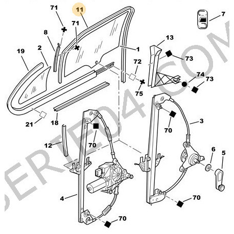 Coulisse de vitre arrière