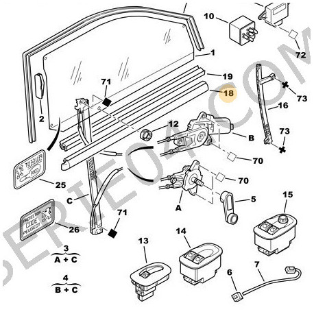 joint intérieur de vitre de porte avant