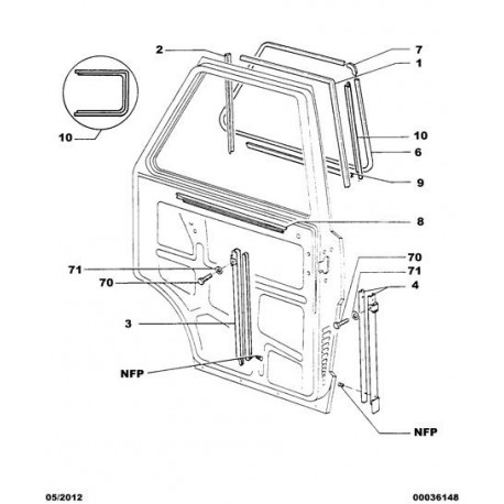 Coulisse de vitre avant gauche