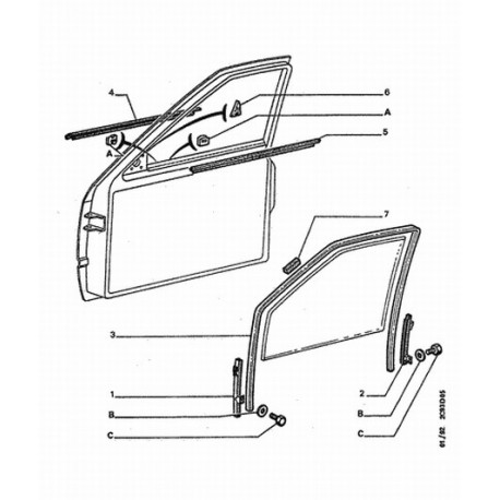 Support coulisse de vitre gauche