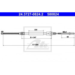 câble de frein 824mm