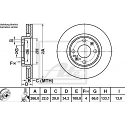 set di 2 freni anteriori ventilati a disco