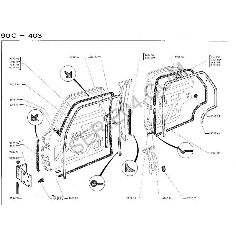 Joint de Porte Côté Chassis Gauche et Droit Caoutchouc