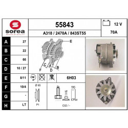 Alternateur 70A échange-standard