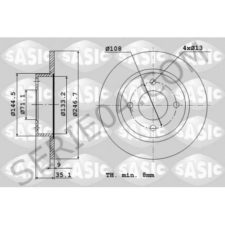 Rear brake disc set
