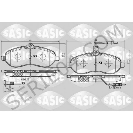 Set of 4 front brake pads