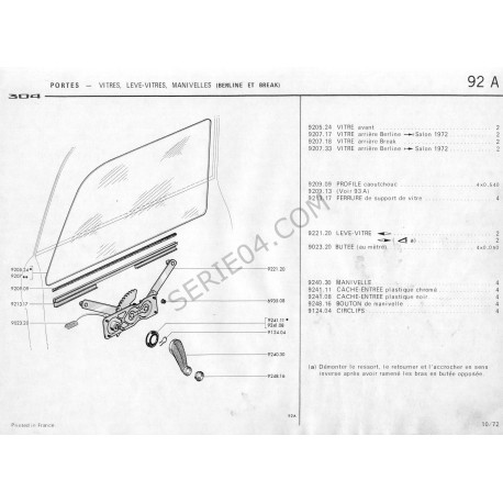 vitre de porte avant berline 304 ap72