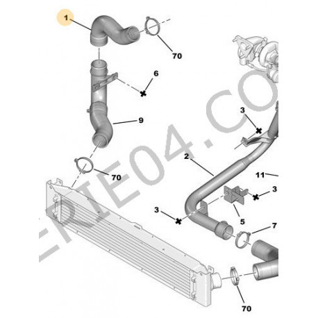Durit D'Échangeur D'Air Sortie SASIC 3330004 - Compatible Citroën, Fiat, Peugeot (Réf. OE 0382KA) - 2