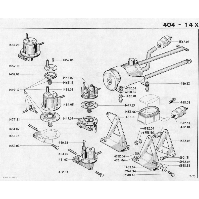 pompe à essence, Peugeot 203, 403, 404, 504, 505 GL/GR/SR, D3A, D4A, J5,  J7, J9, Jeep P4, Citroën C25, refabrication d