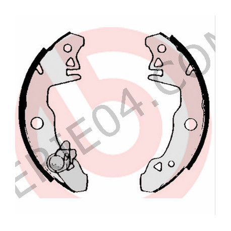 Kit of 4 rear brake shoes