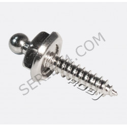 Male tenax, stainless steel sheet screw with nickel-plated brass head.