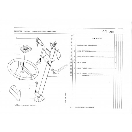 colonne de direction + axe