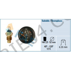 manomètre de température d'eau + sonde Ø14mm 12v