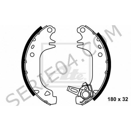 Set of 4 rear brake shoes