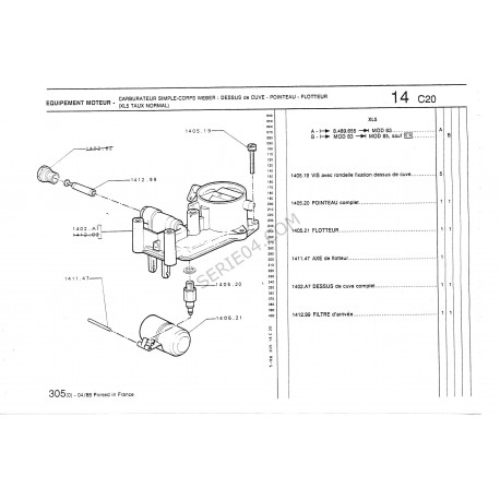 dessus de cuve de carburateur Weber