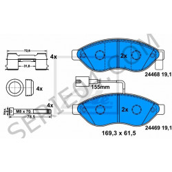 jeu de 4 plaquettes de frein avant Brembo