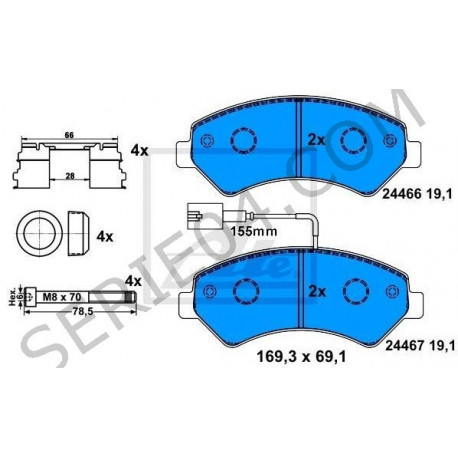 jeu de 4 plaquettes de frein avant Brembo