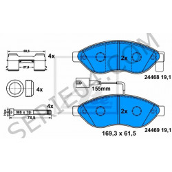 jeu de 4 plaquettes de frein avant Brembo