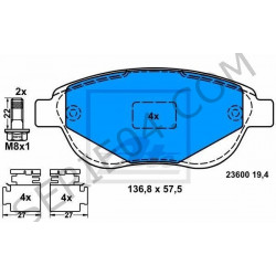 set of 4 front brake pads