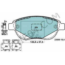 set of 4 front ceramic brake pads