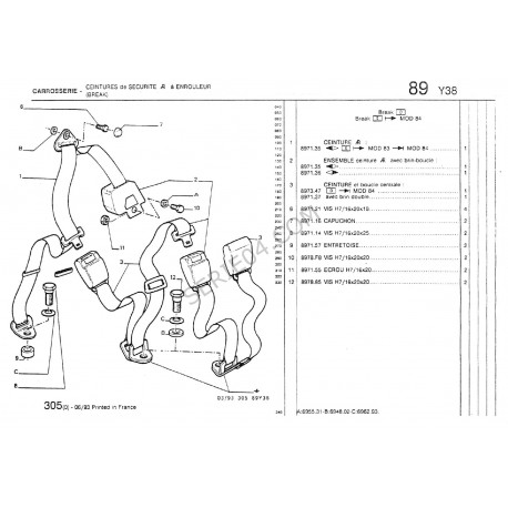 vis de fixation de ceinture de sécurité