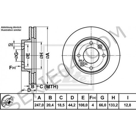 pair of ventilated front brake discs