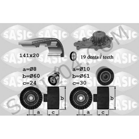 Kit dist. pompe à eau 141 dents L20