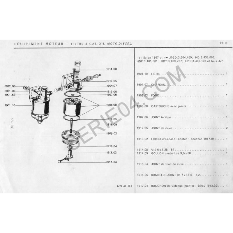 Kit Membrane Réparation Filtre à Gasoil Diesel Roto-Diesel / Lucas 6 Broches