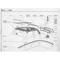 Raccord 90° fixation tringles ciel de toit Peugeot 204 304 404 504